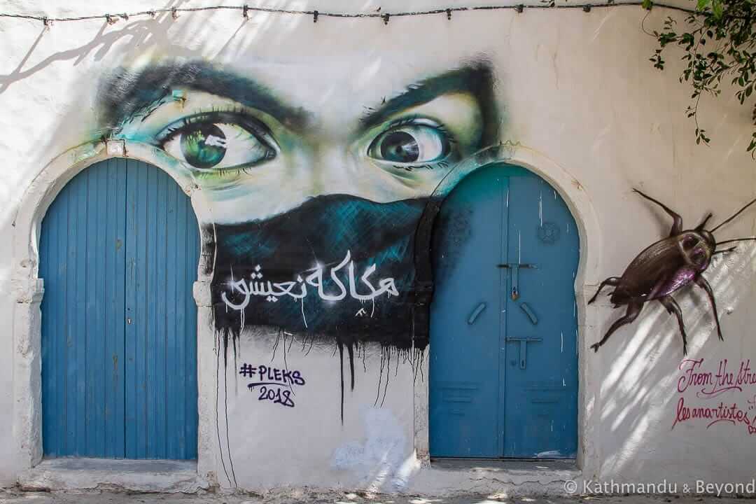 艺术家- Pleks(法国)在突尼斯杰尔巴岛Erriadh杰尔巴胡德的街头艺术-44