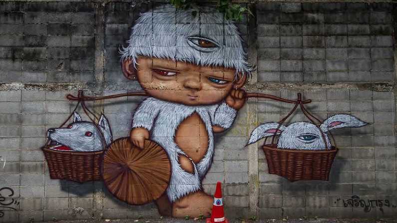 泰国曼谷花兰峰站附近的街头艺术
